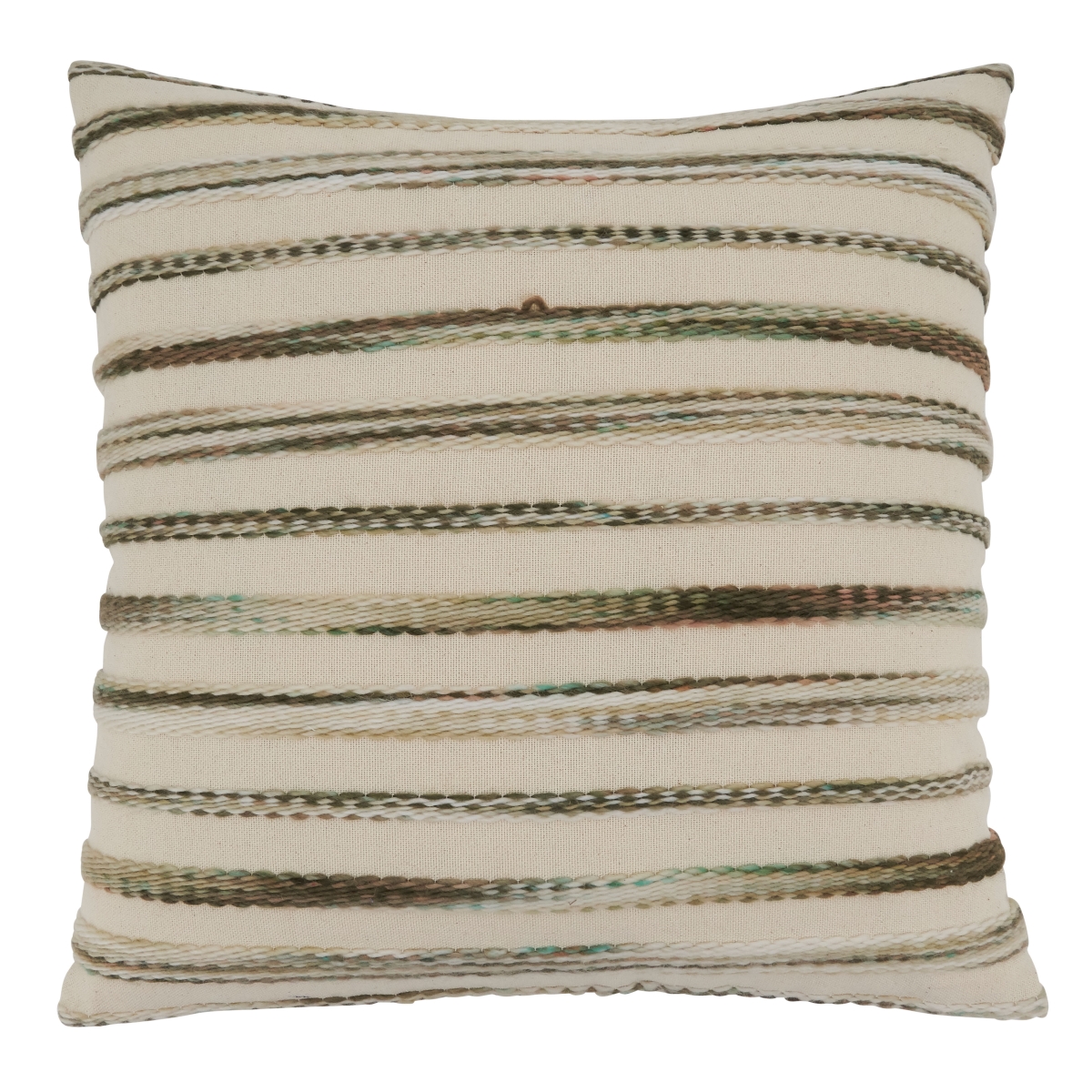 SARO  22 in. Square Multicolor Stripe Weave Design Throw Pillow with Poly Filling