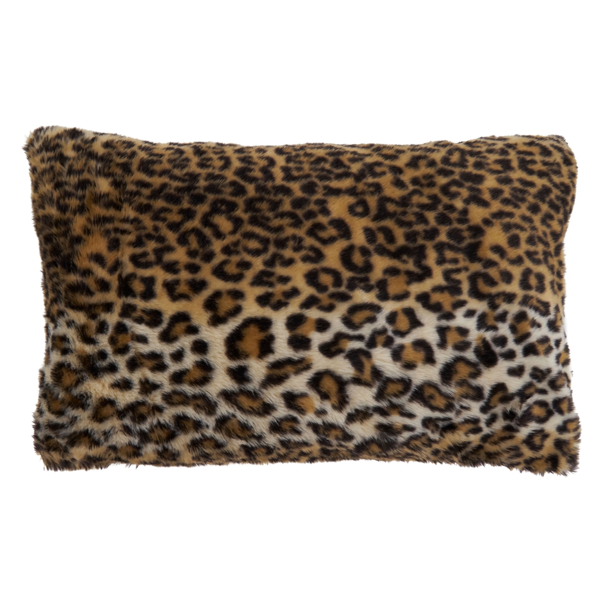 SARO  12 x 20 in. Oblong Brown Cheetah Print Faux Fur Throw Pillow with Poly Filling