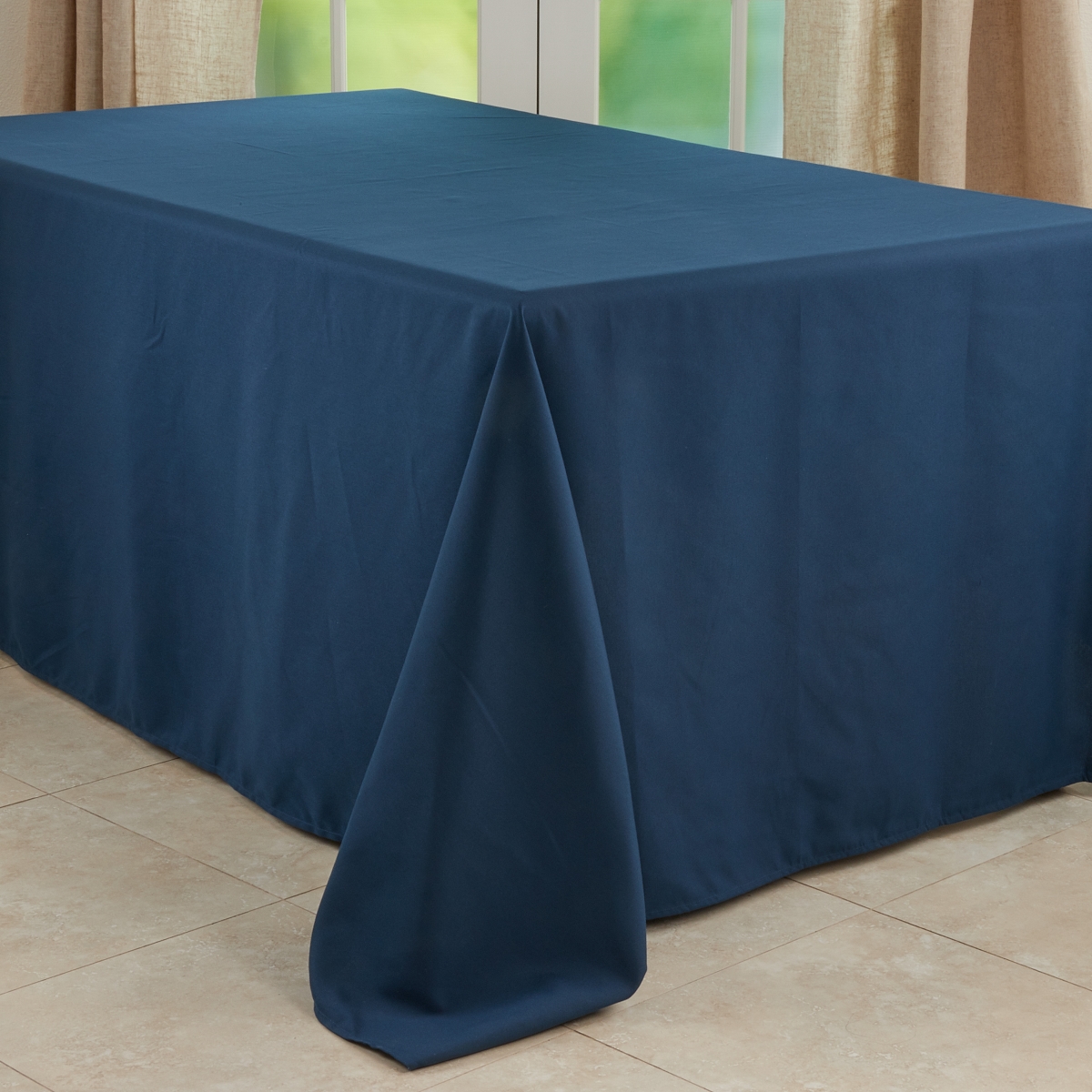 Picture of Saro 321.NB90132B 90 x 132 in. Casual Design Everyday Oblong Tablecloth, Navy Blue