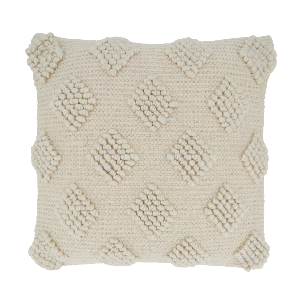 1617.I18SC 18 in. Pom Pom Diamond Square Throw Pillow Cover, Ivory -  SARO