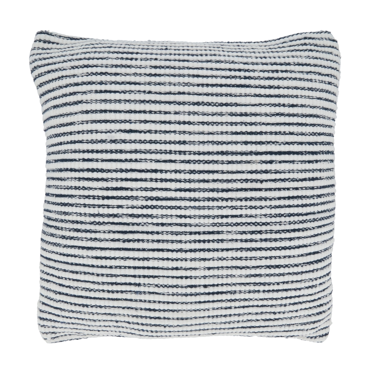 18 in. Woven Striped Square Throw Pillow with Down Filling, Black
