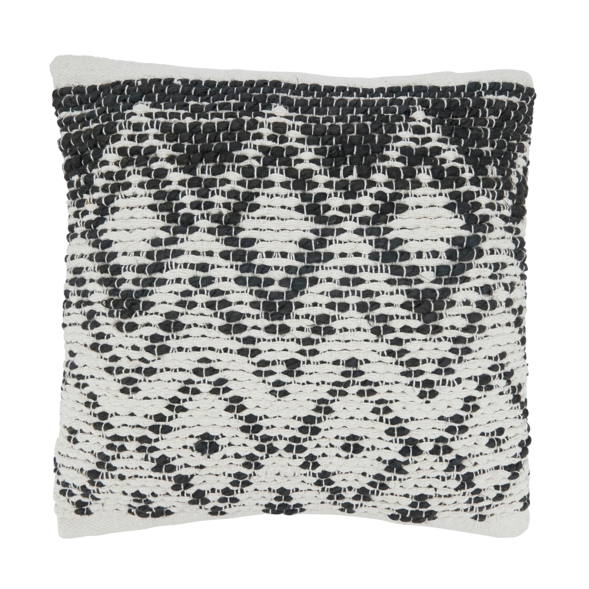 18 in. Diamond Woven Square Throw Pillow with Poly Filling, Black