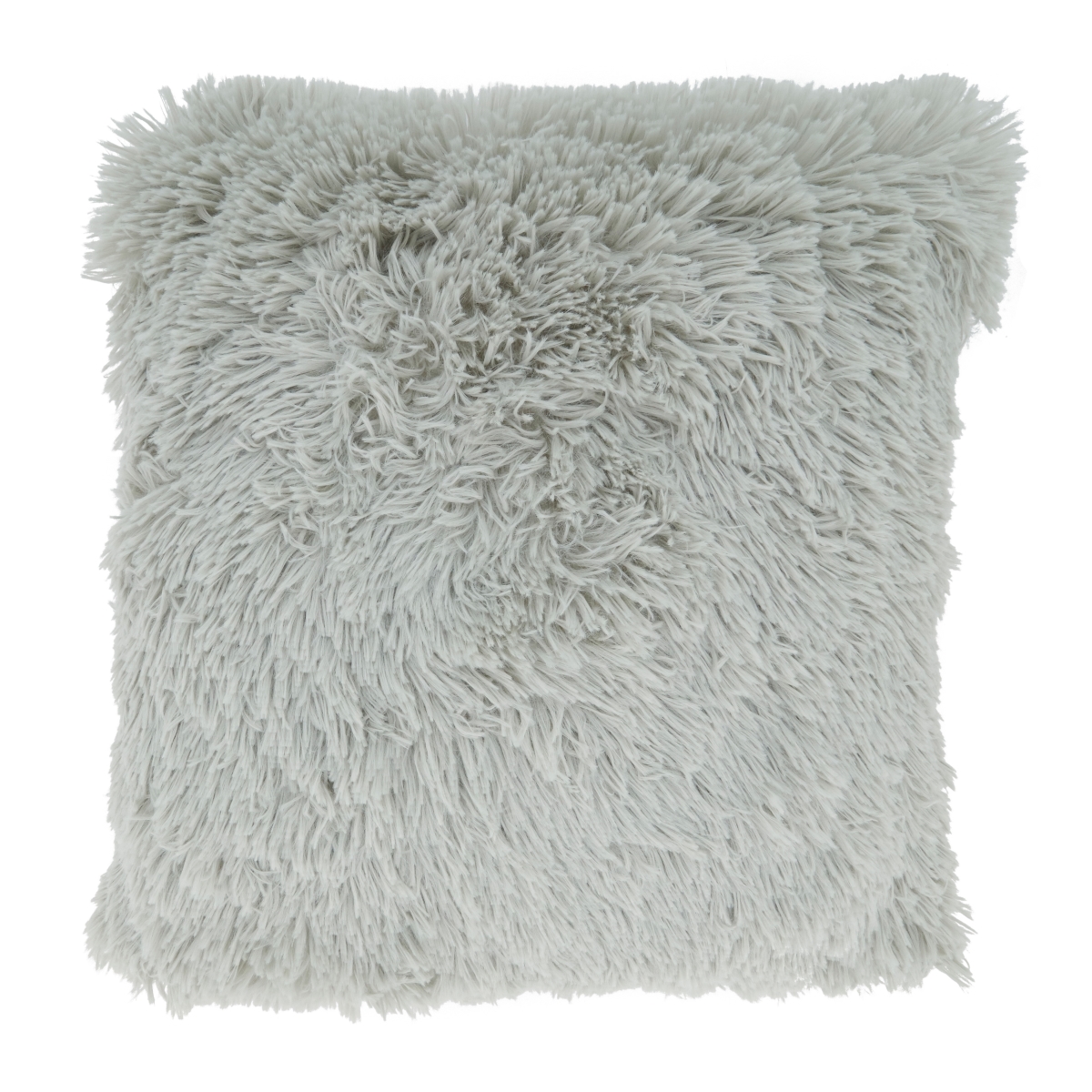 18 in. Classic Fax Fur Square Throw Pillow with Poly Filling, Fog