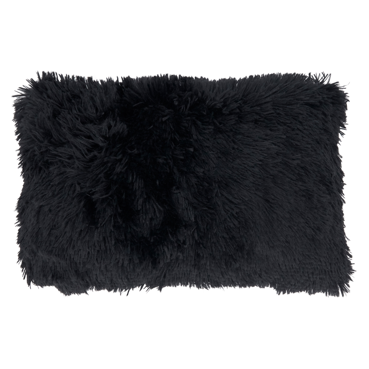12 x 20 in. Classic Fax Fur Oblong Throw Pillow with Poly Filling, Black