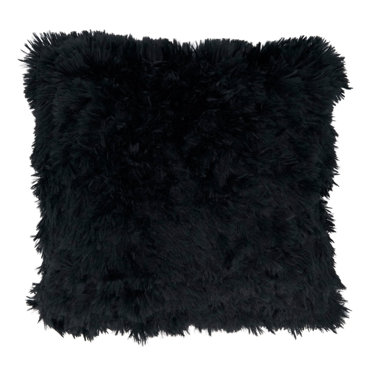 18 in. Classic Fax Fur Square Throw Pillow Cover, Black