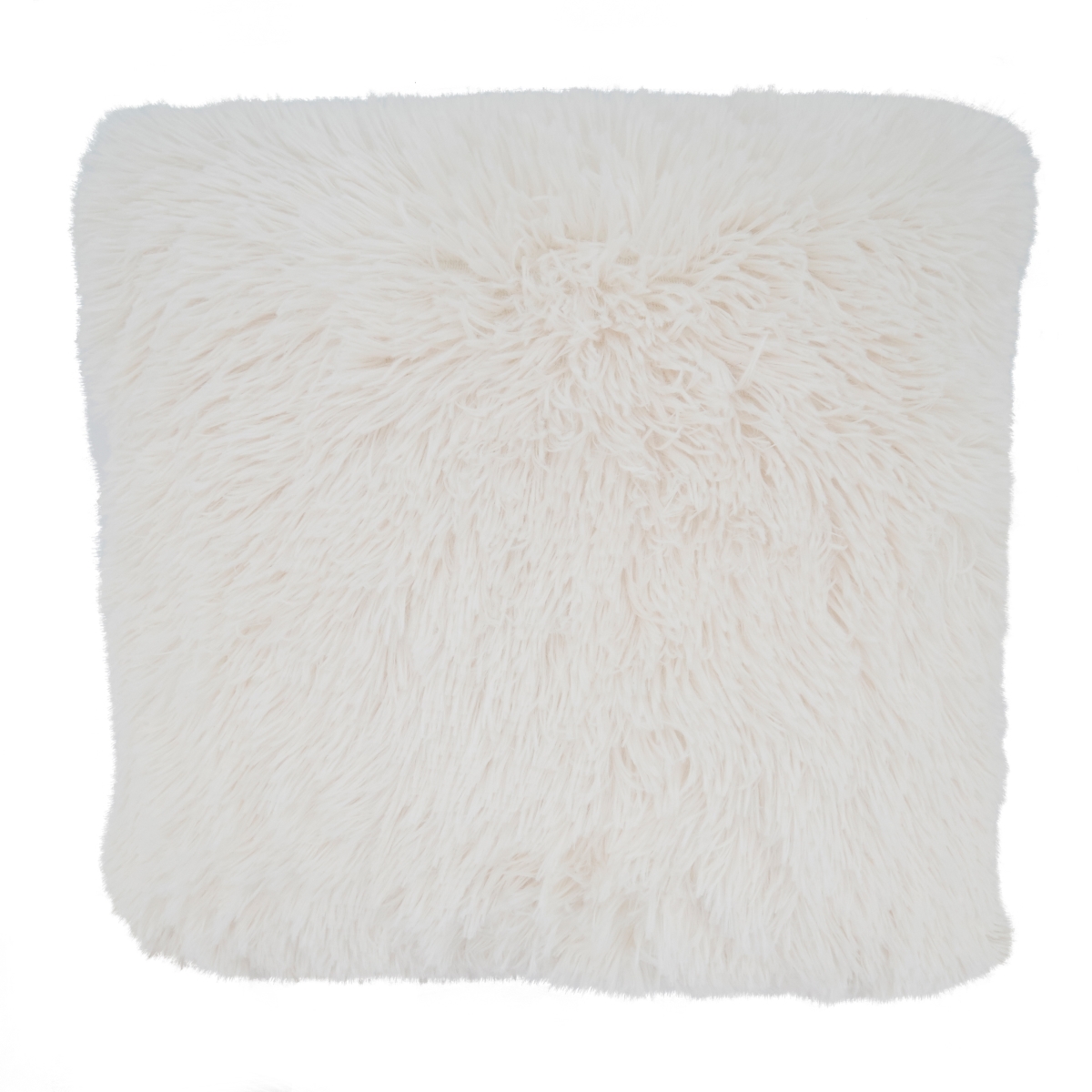 18 in. Classic Fax Fur Square Throw Pillow with Poly Filling, Ivory