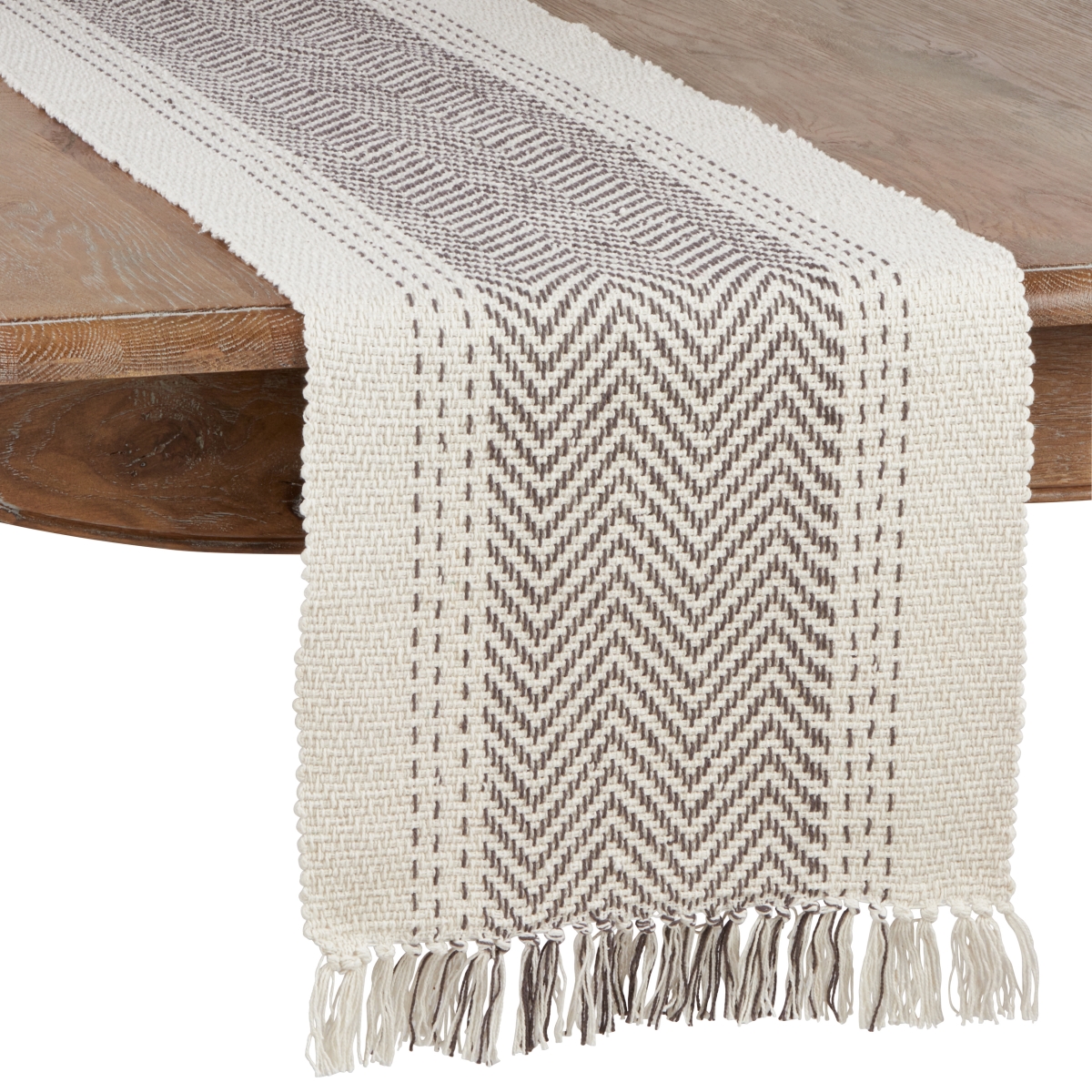 Picture of Saro 1229.GY16108B 16 x 108 in. Kantha Stitch Oblong Table Runner, Gray
