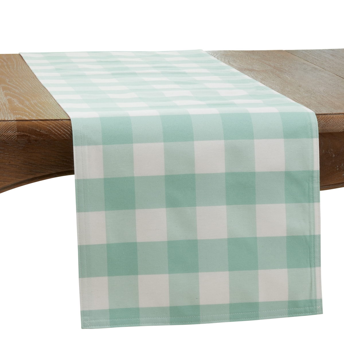 Picture of Saro 5026.G1690B 16 x 90 in. Cotton & Poly Blend Buffalo Oblong Plaid Runner&#44; Green