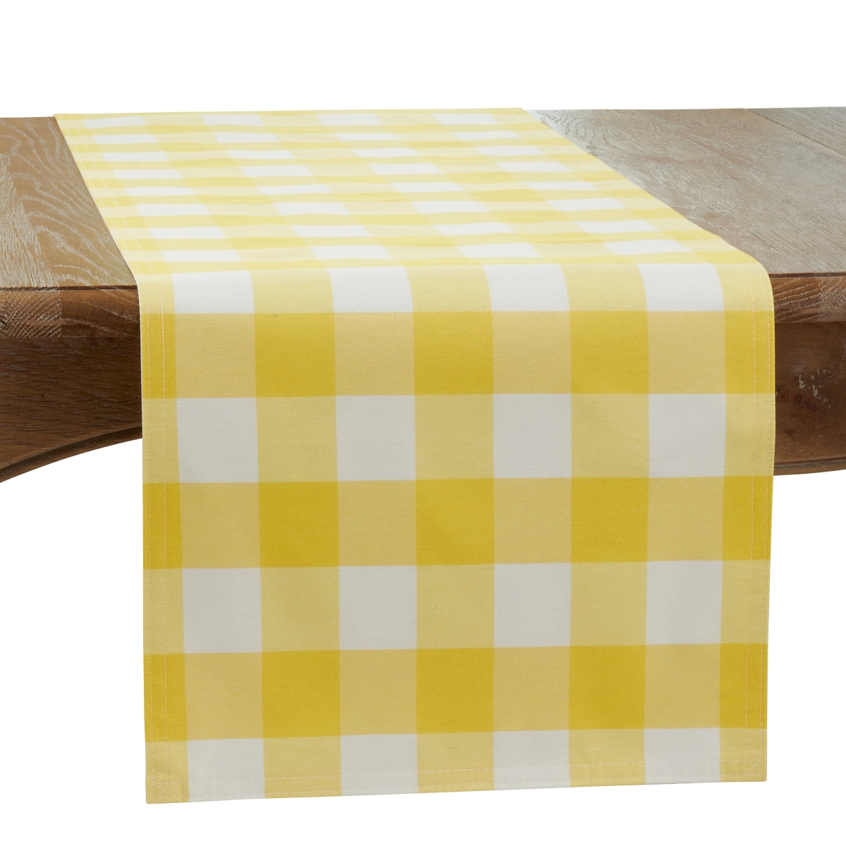 Picture of Saro 5026.Y16120B 16 x 120 in. Cotton & Poly Blend Buffalo Oblong Plaid Runner, Yellow