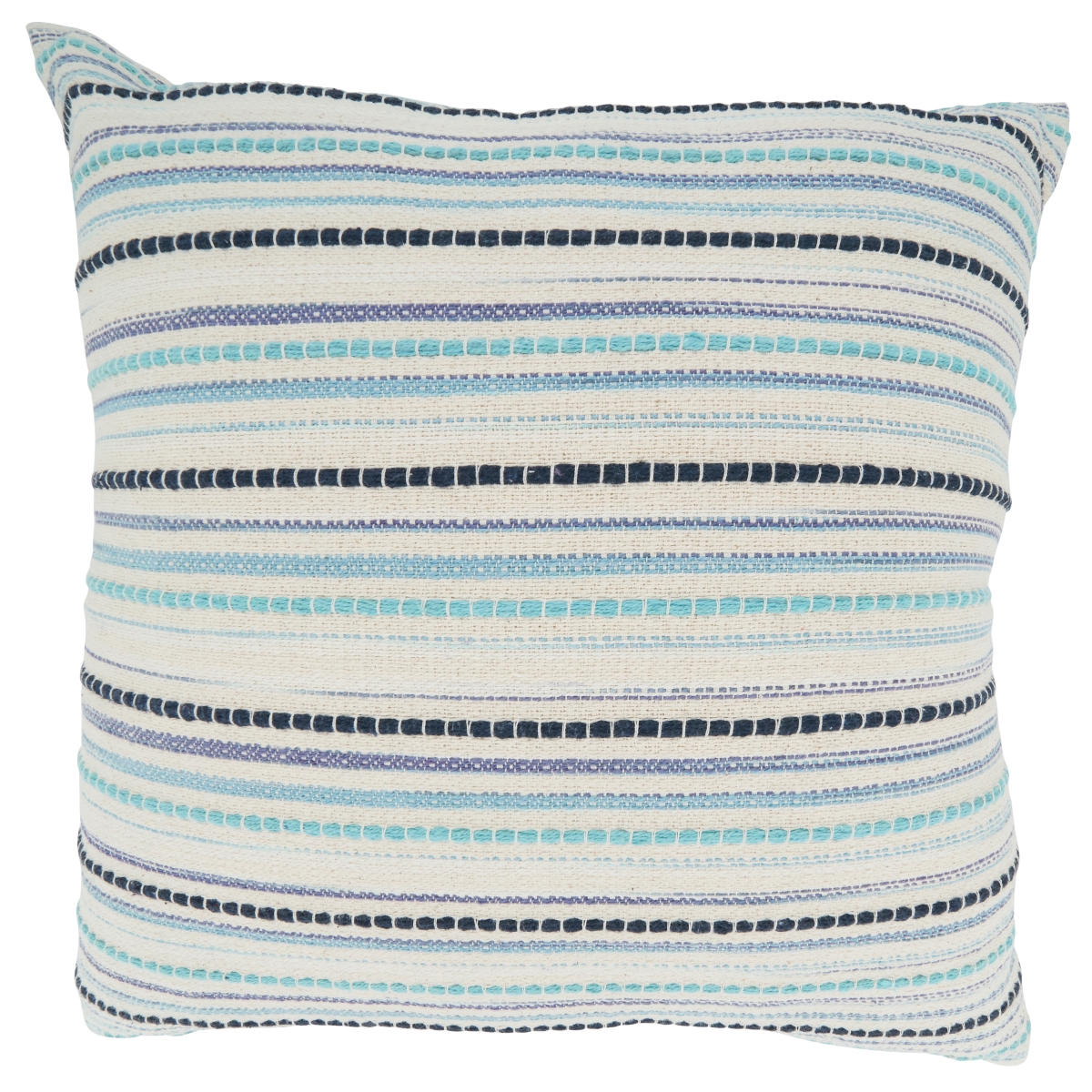 22 in. Woven Stripe Square Throw Pillow with Down Filling, Black