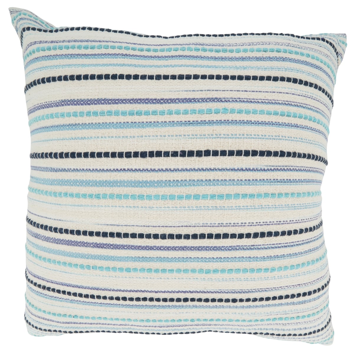 22 in. Woven Stripe Square Throw Pillow with Poly Filling, Black