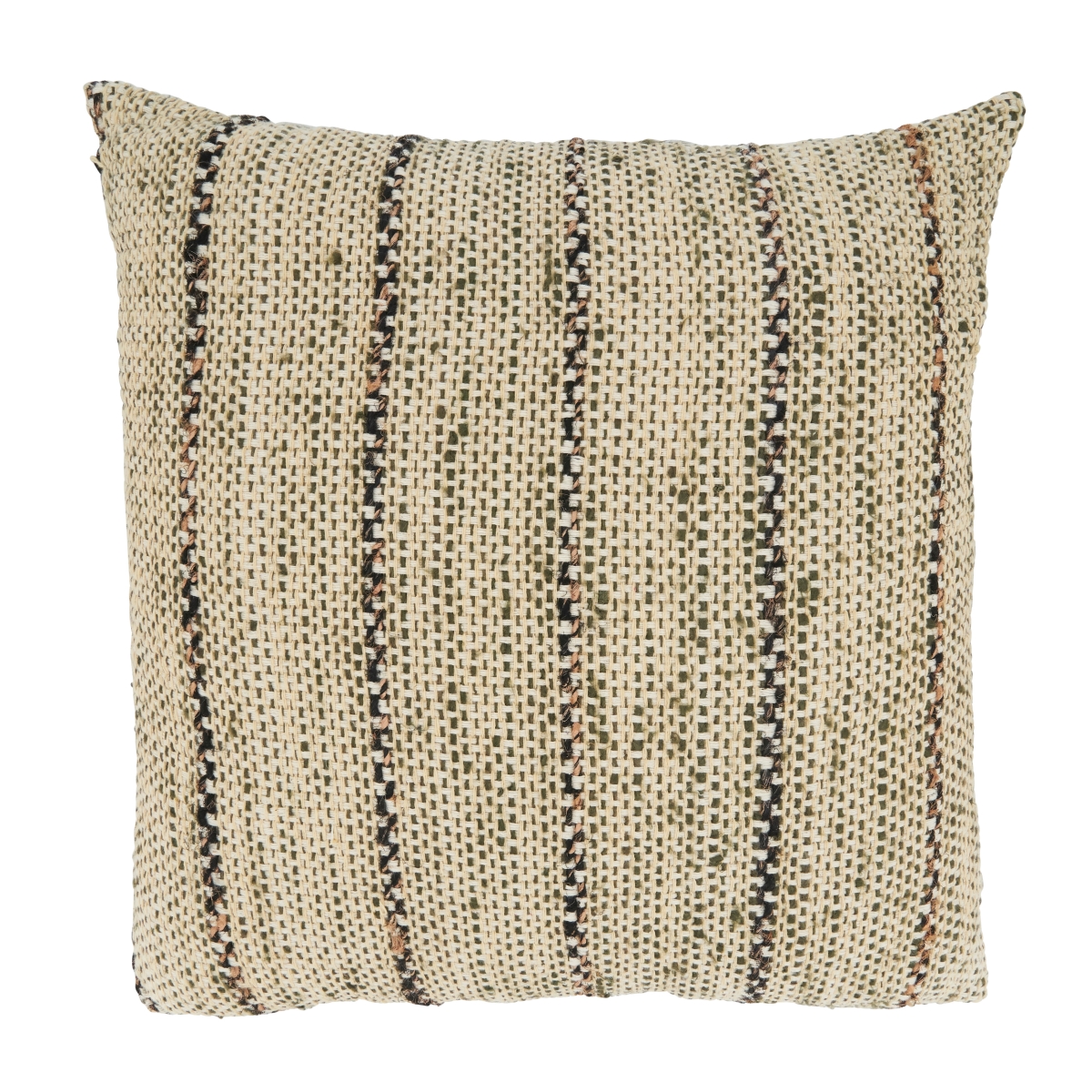 20 in. Thin Stripe Design Square Pillow Cover, Natural