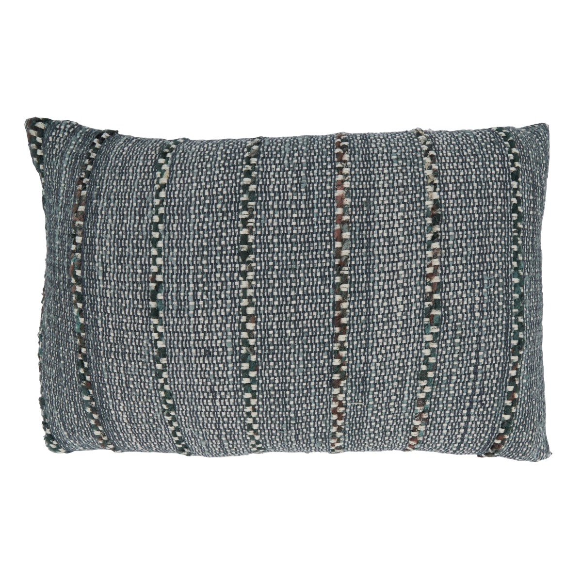 16 x 24 in. Striped Cotton Oblong Throw Pillow with Down Filling, Black