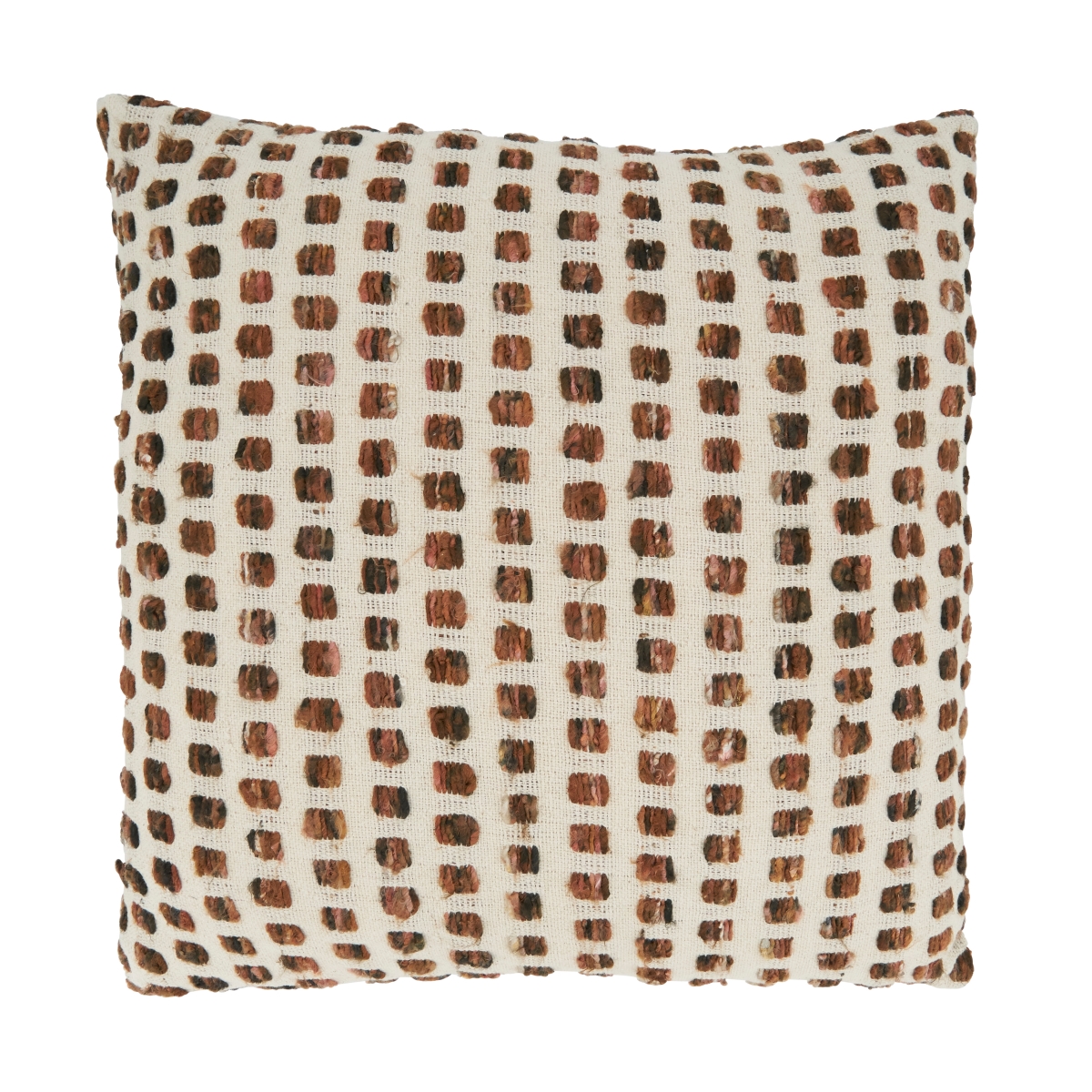 20 in. Woven Square Throw Pillow with Poly Filling, Brown