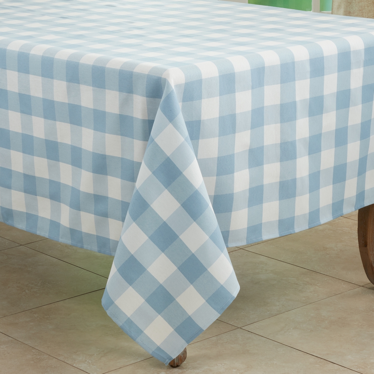 Picture of Saro 5026.BL70S 70 in. Cotton Blend Buffalo Plaid Square Tablecloth, Black