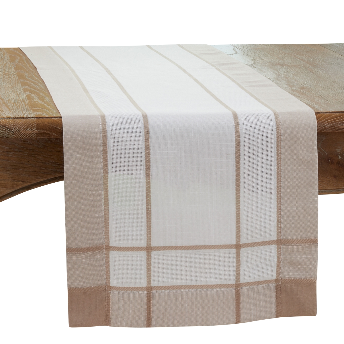 Picture of Saro 351.N16108B 16 x 108 in. Banded Border Oblong Table Runner, Natural