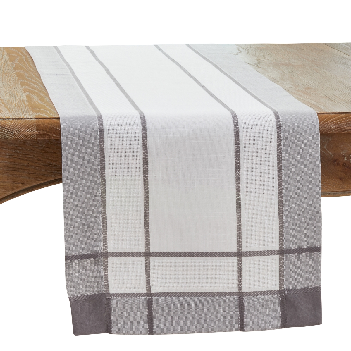 Picture of Saro 351.GY1654B 16 x 54 in. Banded Border Oblong Table Runner, Gray