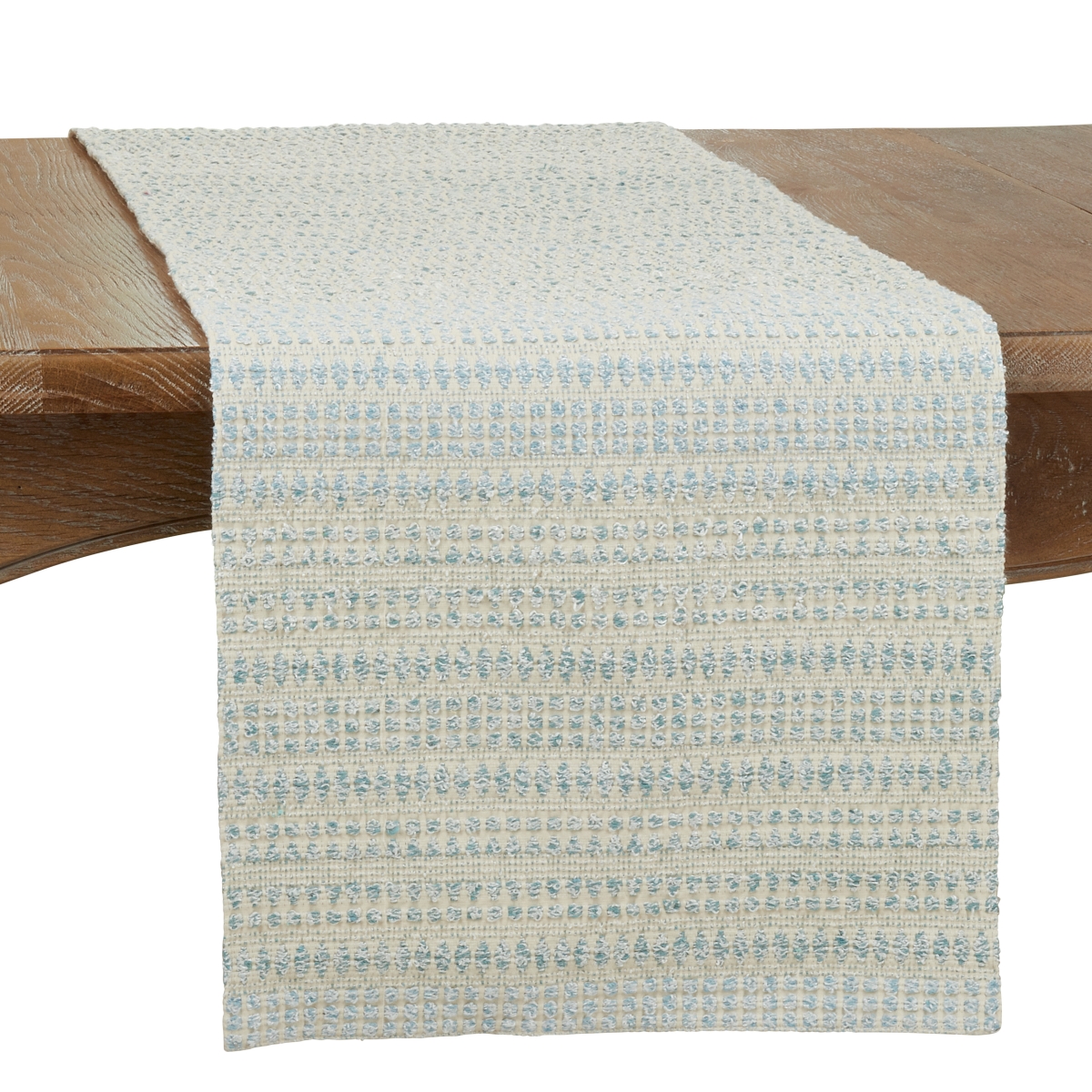 Picture of Saro 840.A1672B 16 x 72 in. Woven Line Oblong Table Runner, Aqua