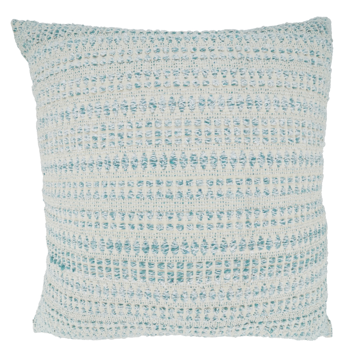 22 in. Woven Line Square Pillow Cover, Aqua