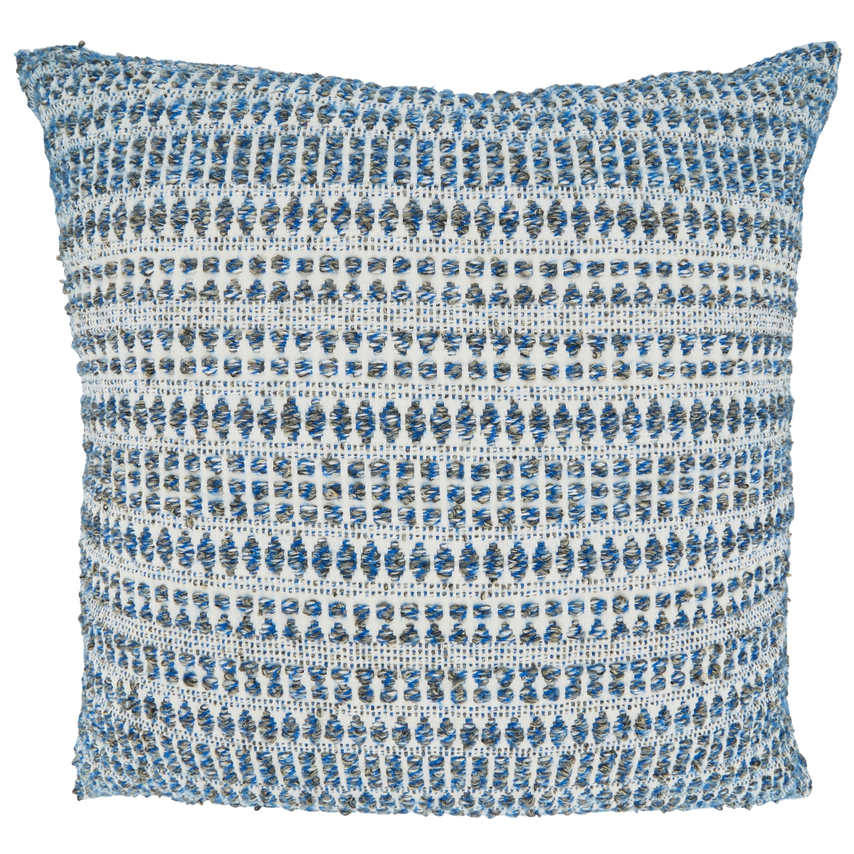 22 in. Woven Line Square Throw Pillow with Down Filling, Black