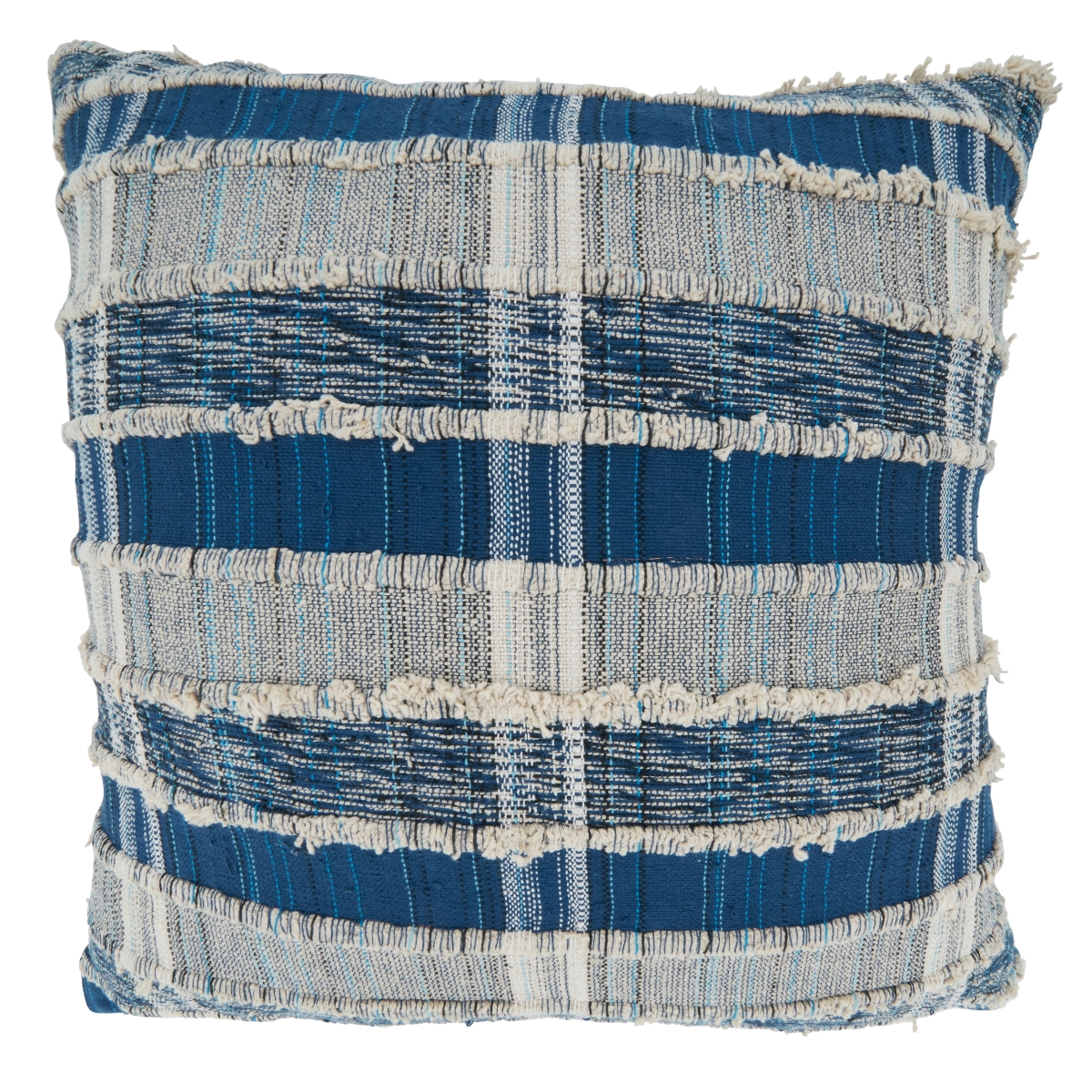 Striped Woven Cotton Throw Pillow - Black - 22 in. - Down Filled - Versatile Design