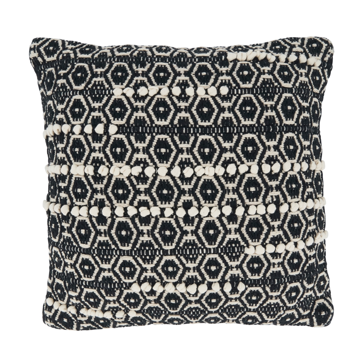 Dual-Tone Moroccan Design Square Throw Pillow - Black & White - 18 in.
