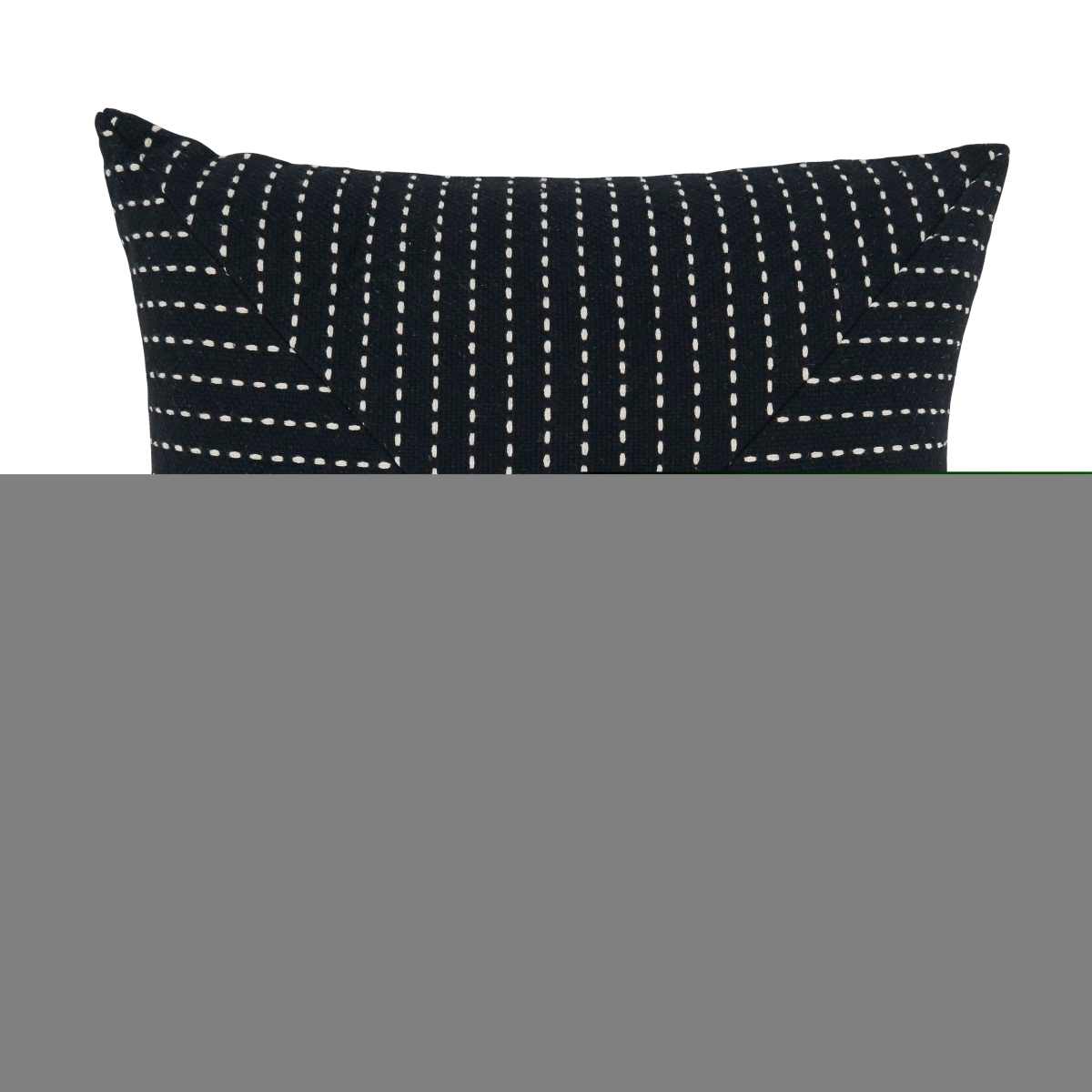 18 in. Patchwork Stitch Square Throw Pillow with Down Filling, Black
