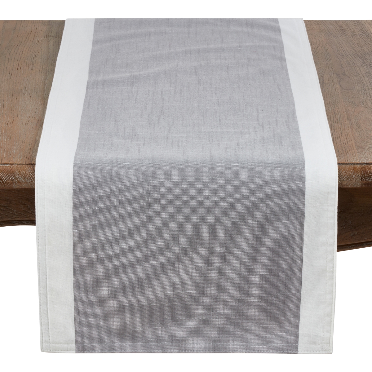 Picture of Saro 712.GY16108B 16 x 108 in. Banded Border Oblong Table Runner, Gray