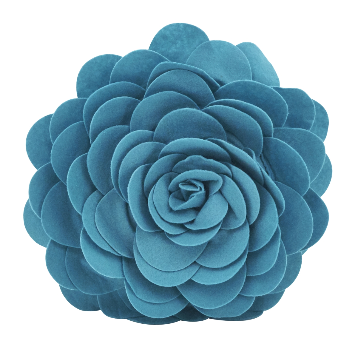 SARO  13 in. Everyday Round Circular Multicolor Flower Decorative Throw Pillow - Teal