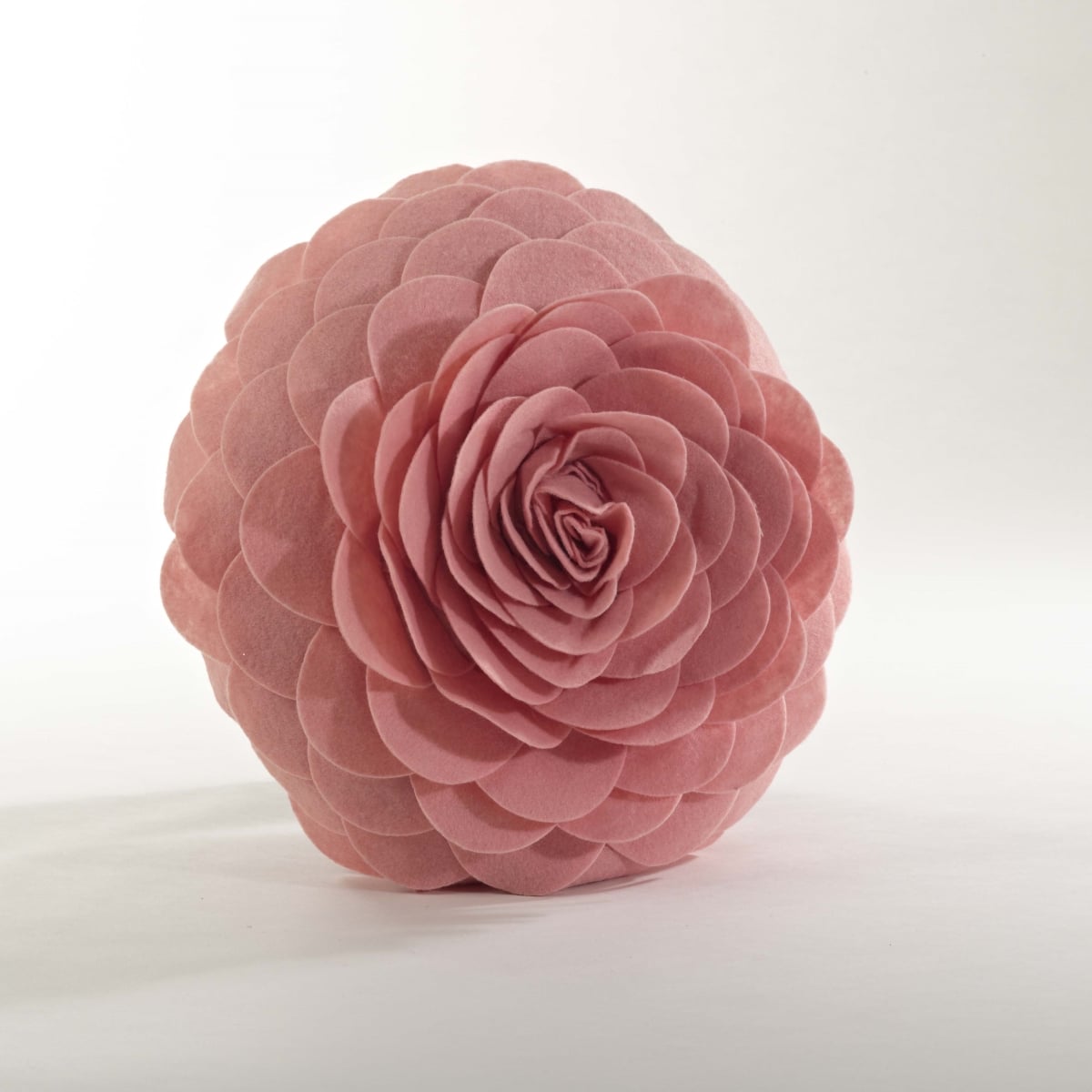SARO  13 in. Everyday Round Circular Multicolor Flower Decorative Throw Pillow - Rose