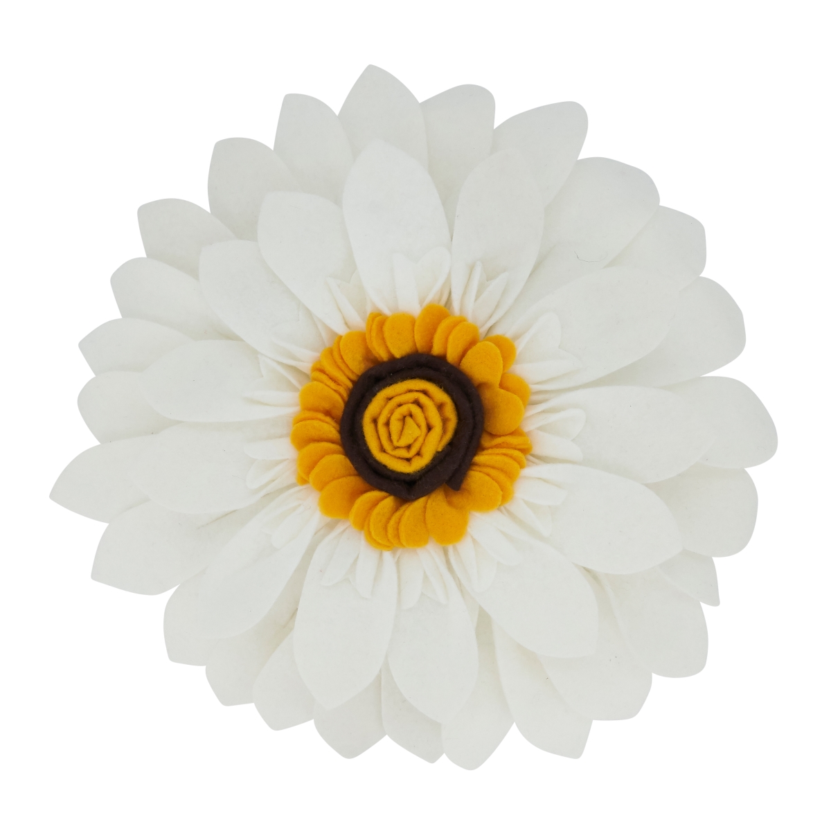 13 in. Felt Flower Round Throw Pillow with Poly Filling, Ivory