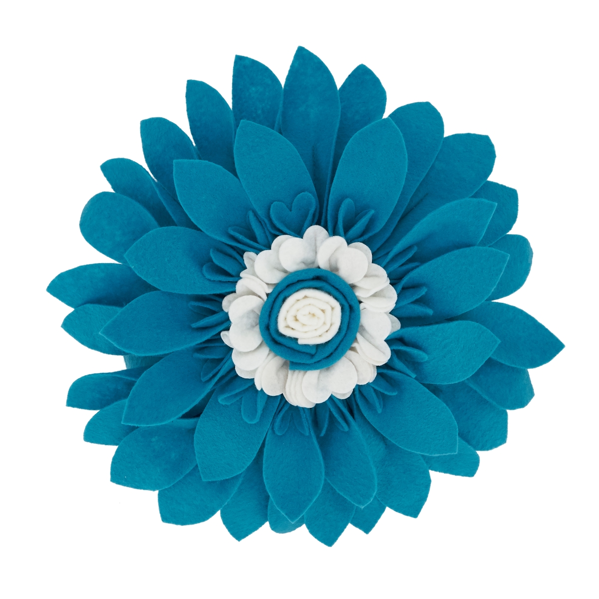 13 in. Felt Flower Round Throw Pillow with Poly Filling