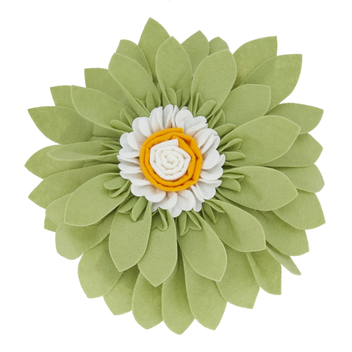 13 in. Felt Flower Round Throw Pillow with Poly Filling