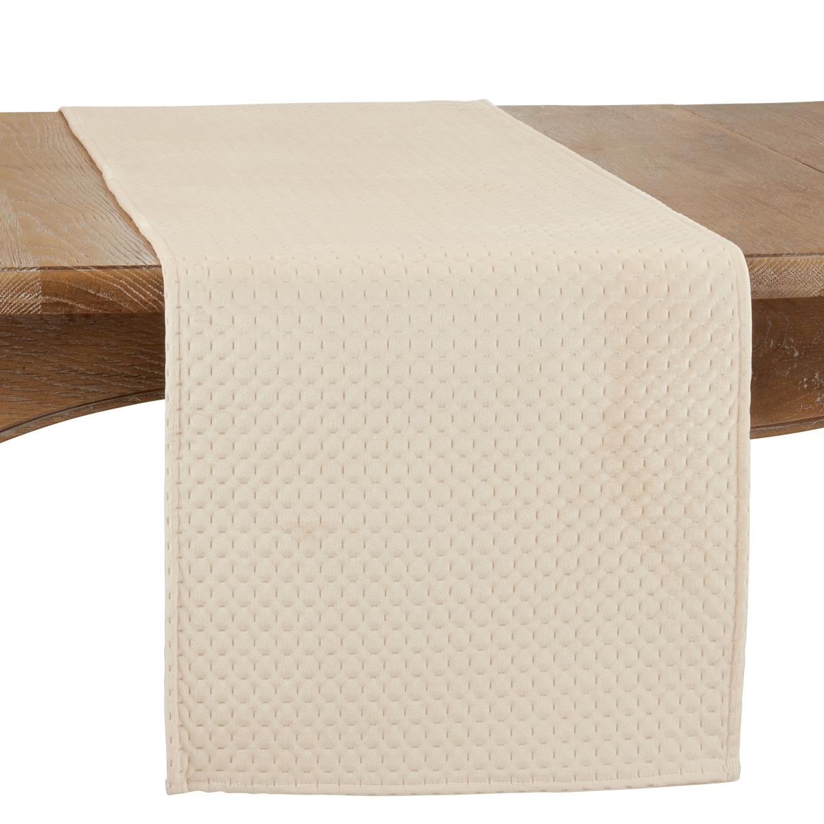 Picture of Saro 9036.BE1672B 16 x 72 in. Pinsonic Velvet Oblong Table Runner, Beige