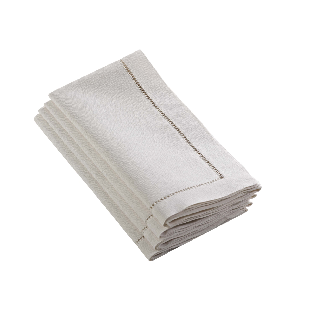 Picture of SARO 6100.E12S 12 in. Classic Design Hemstitched Napkins  Ecru - Set of 4