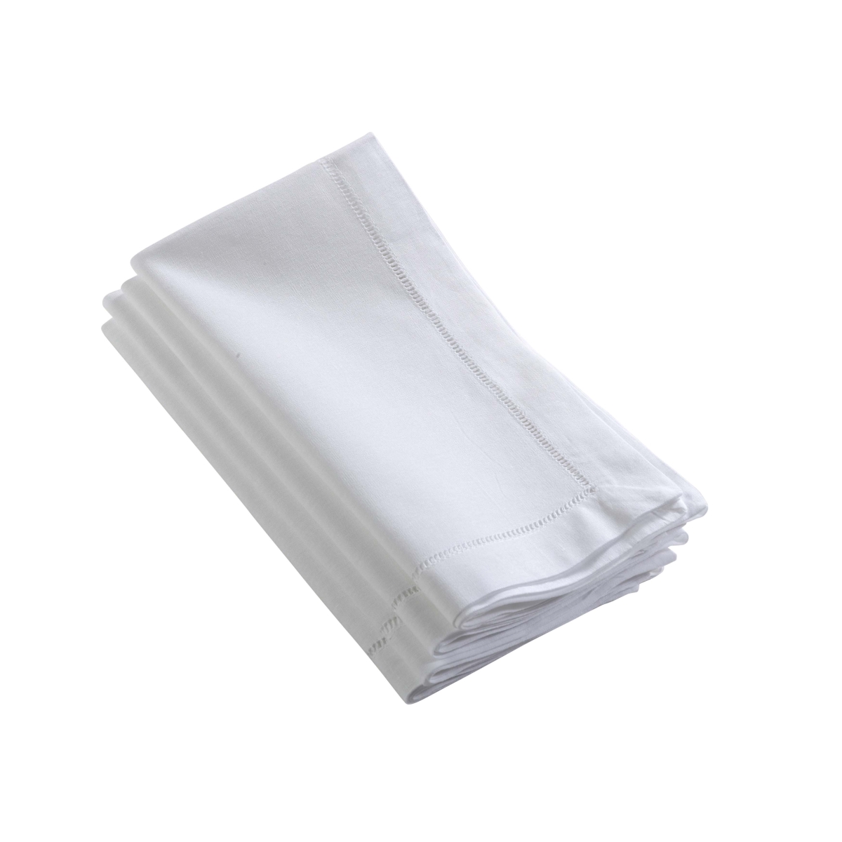 Picture of SARO 6100.W12S 12 in. Classic Design Hemstitched Napkins  White - Set of 4