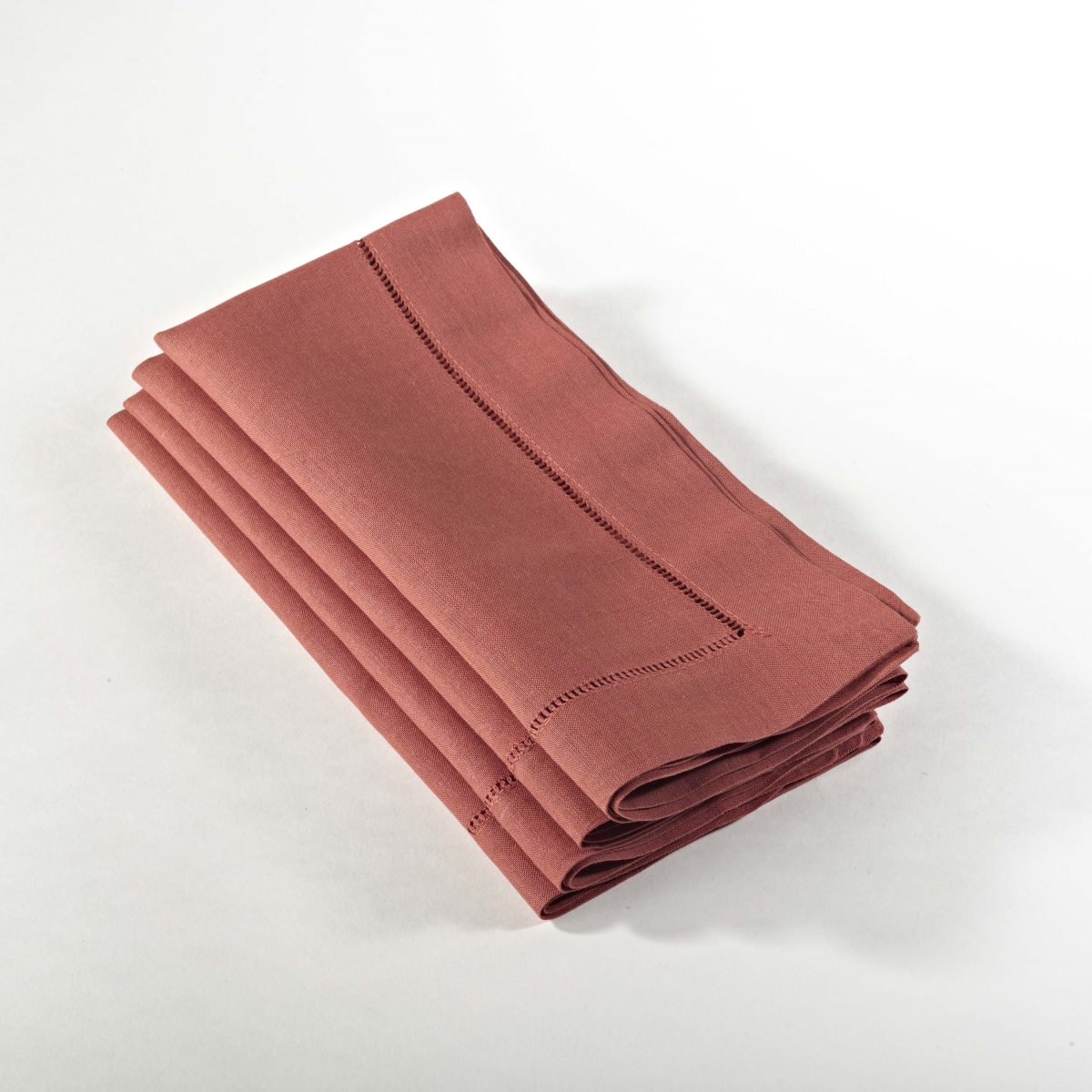 SARO 6100C.TC20S 20 in. Everyday Square Hemstitched Dinner Napkin - Terracotta  Set of 4