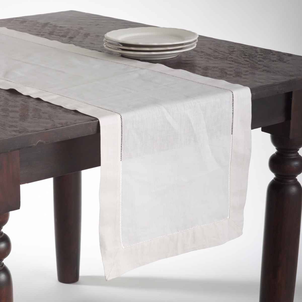 Picture of SARO 6100.E16120B 16 x 120 in. Runner Hemstitched Blend Table Linen  Ecru
