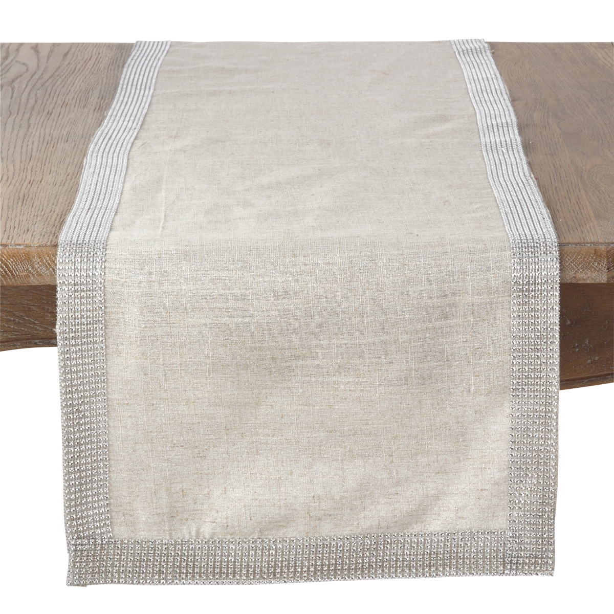 Picture of SARO 315.S1672B 16 x 72 in. Jeweled Trim Studded Design Table Runner  Silver