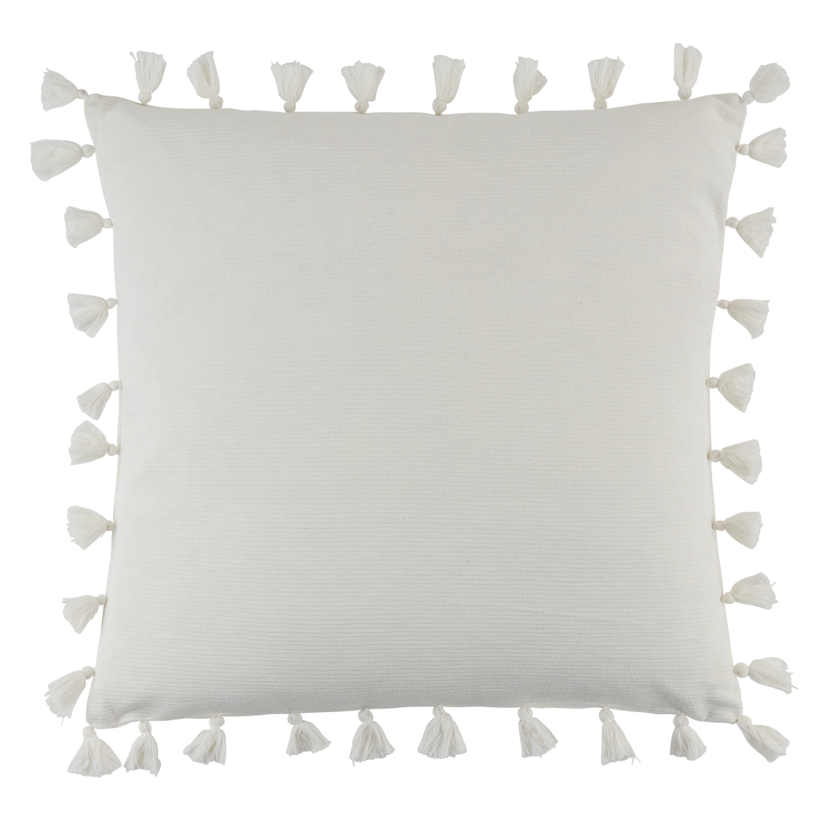 SARO  20 in. Mabel Collection Tassel Throw Pillow Cover  White