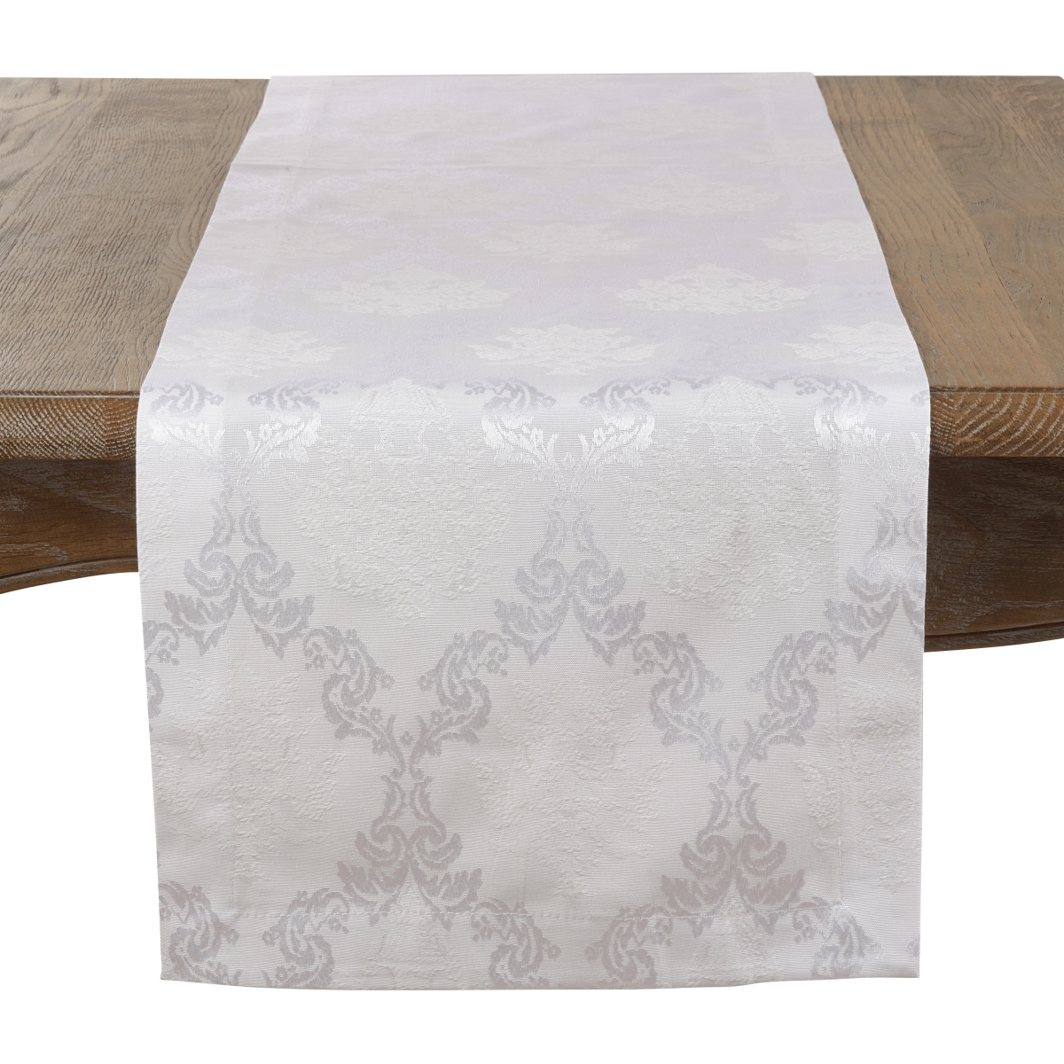 Picture of Saro Lifestyle DM888.W15120B Damask Table Runner, White