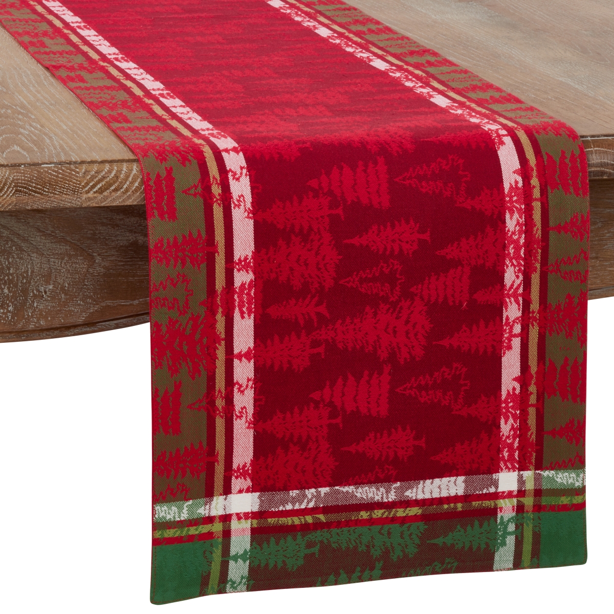 Picture of Saro Lifestyle 2108.M1354B 54 in. Christmas Tree Plaid Table Runner, Multi Color