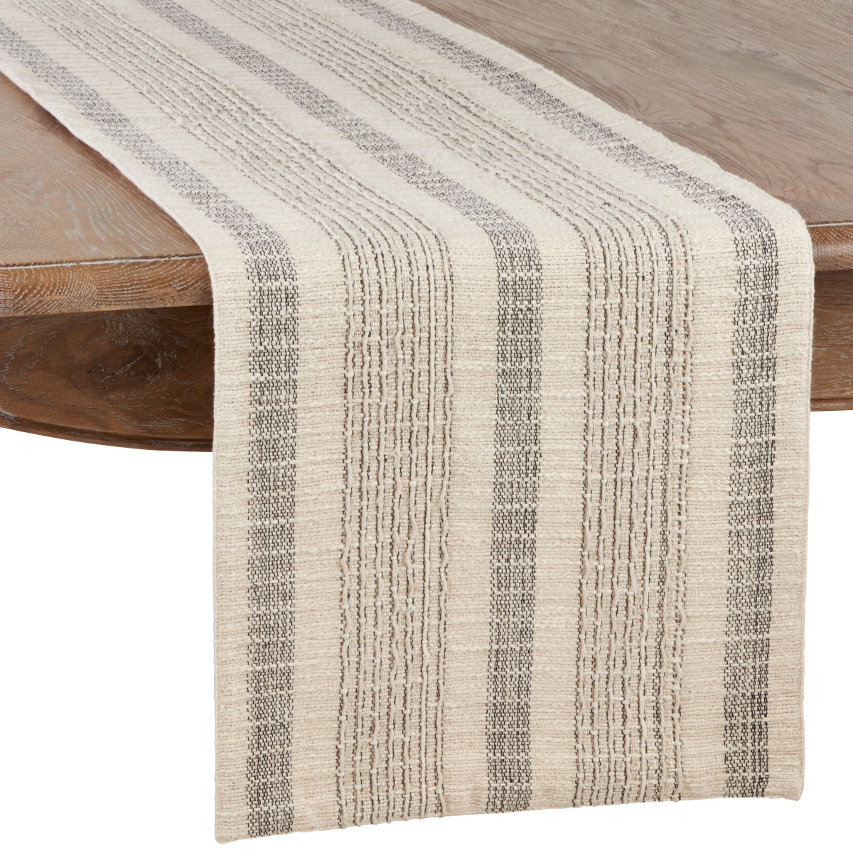 Picture of Saro Lifestyle 1024.I1690B 16 x 90 in. Woven Striped Table Runner, Ivory