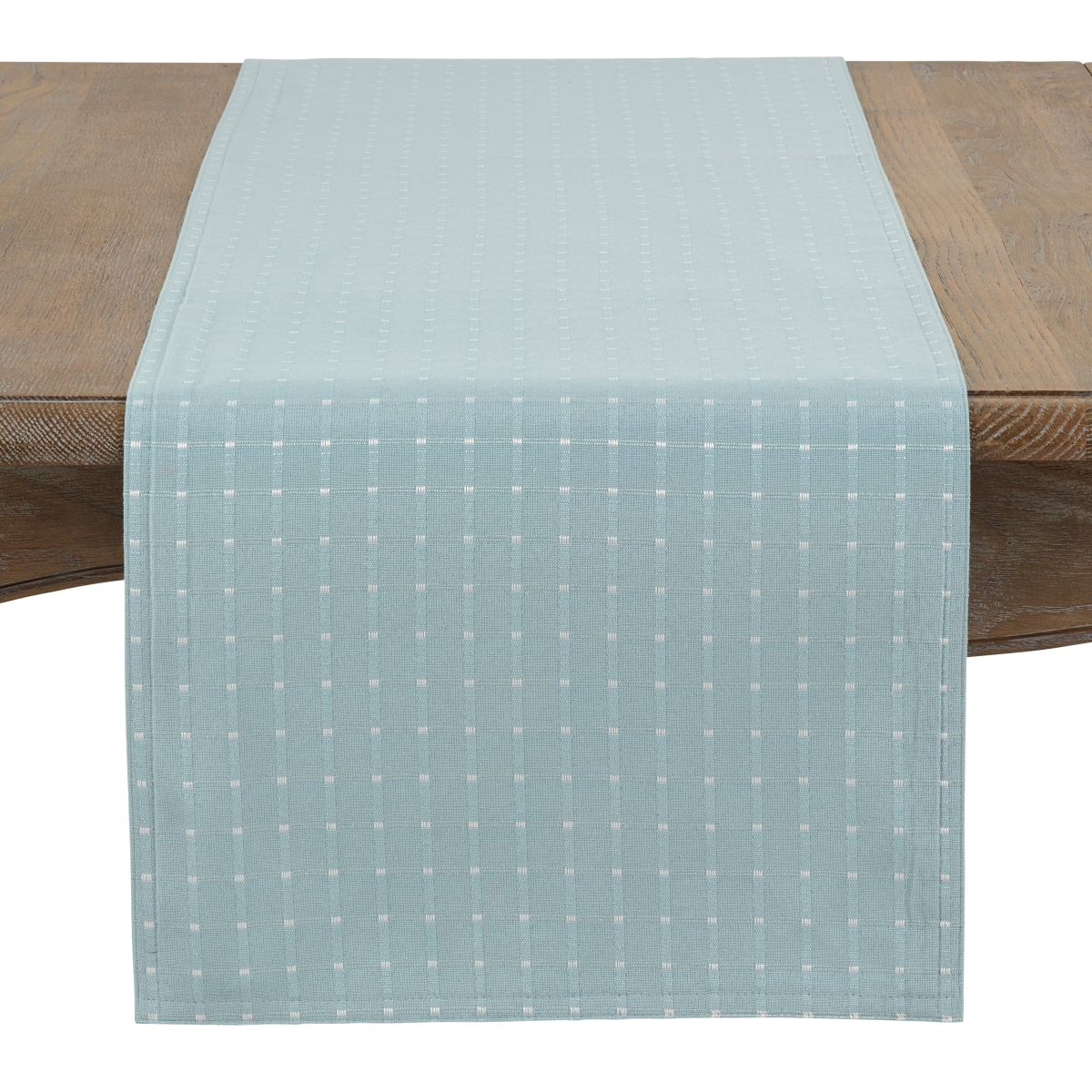 Picture of Saro Lifestyle 2136.A16108B 108 in. Square Stitched Line Table Runner, Aqua