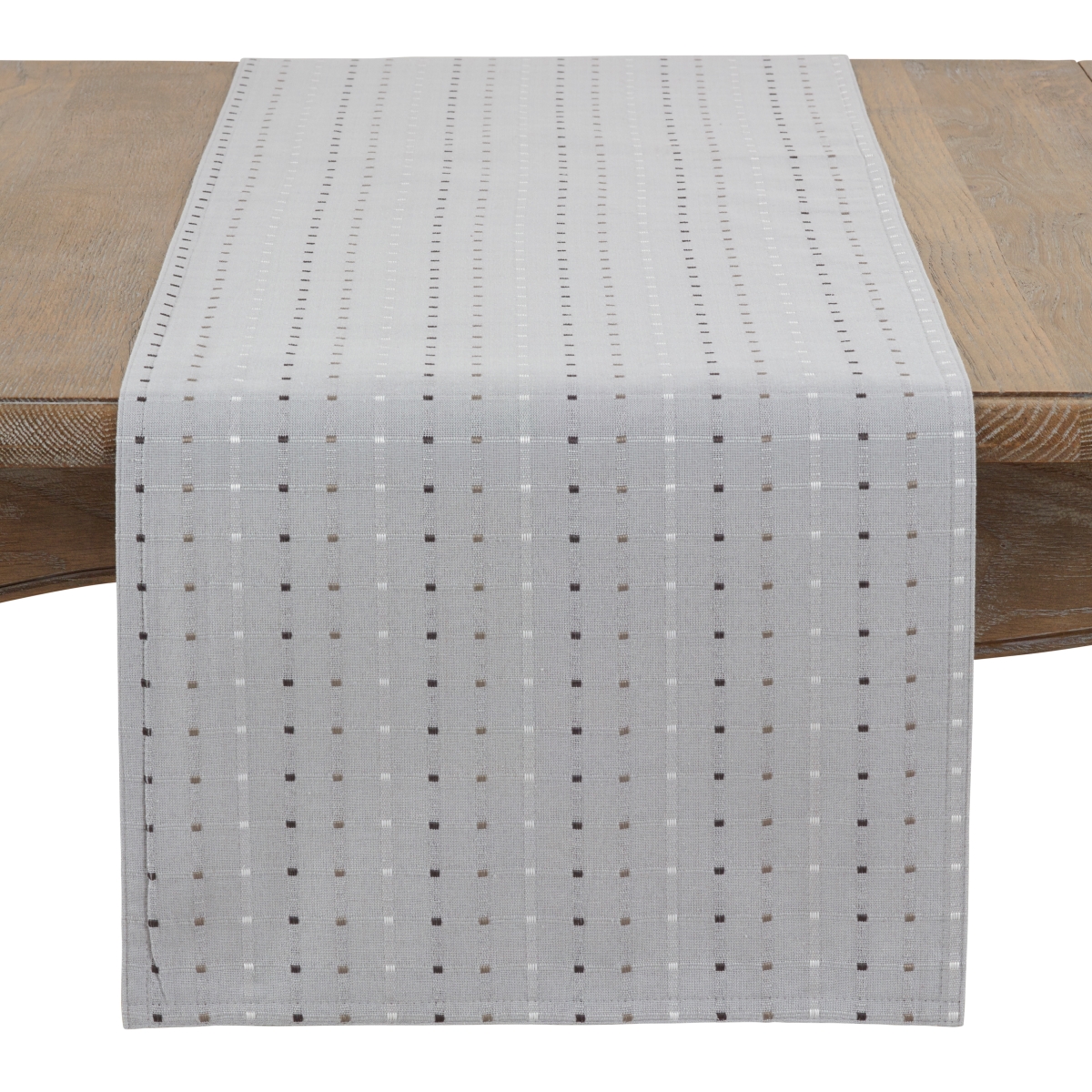 Picture of Saro Lifestyle 2136.GY1690B 90 in. Square Stitched Line Table Runner, Gray