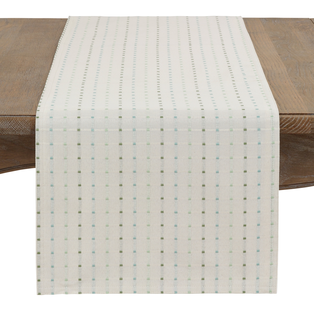Picture of Saro Lifestyle 2136.W16108B 108 in. Square Stitched Line Table Runner, White
