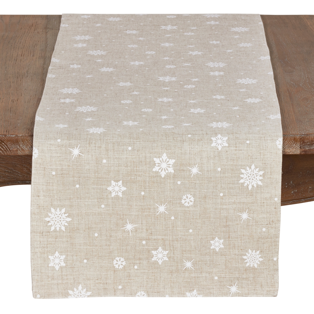 Picture of Saro Lifestyle 7352.N16120B 120 in. Poly & Linen Blend Snowflake Table Runner, Natural