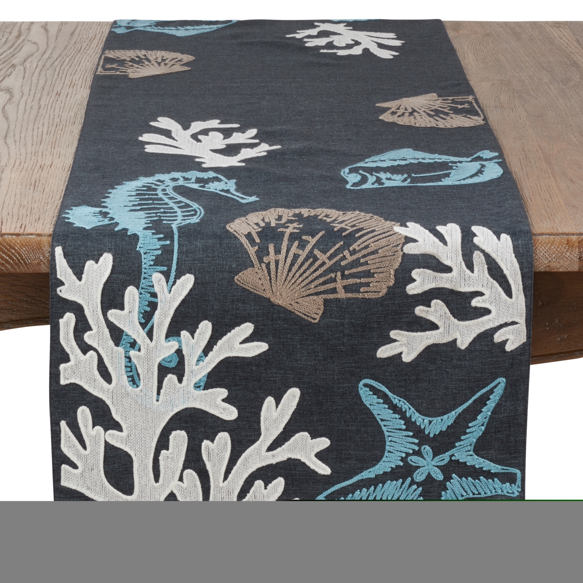 Picture of Saro Lifestyle 819.NB1654B 54 in. Sea Design Table Runner, Navy Blue