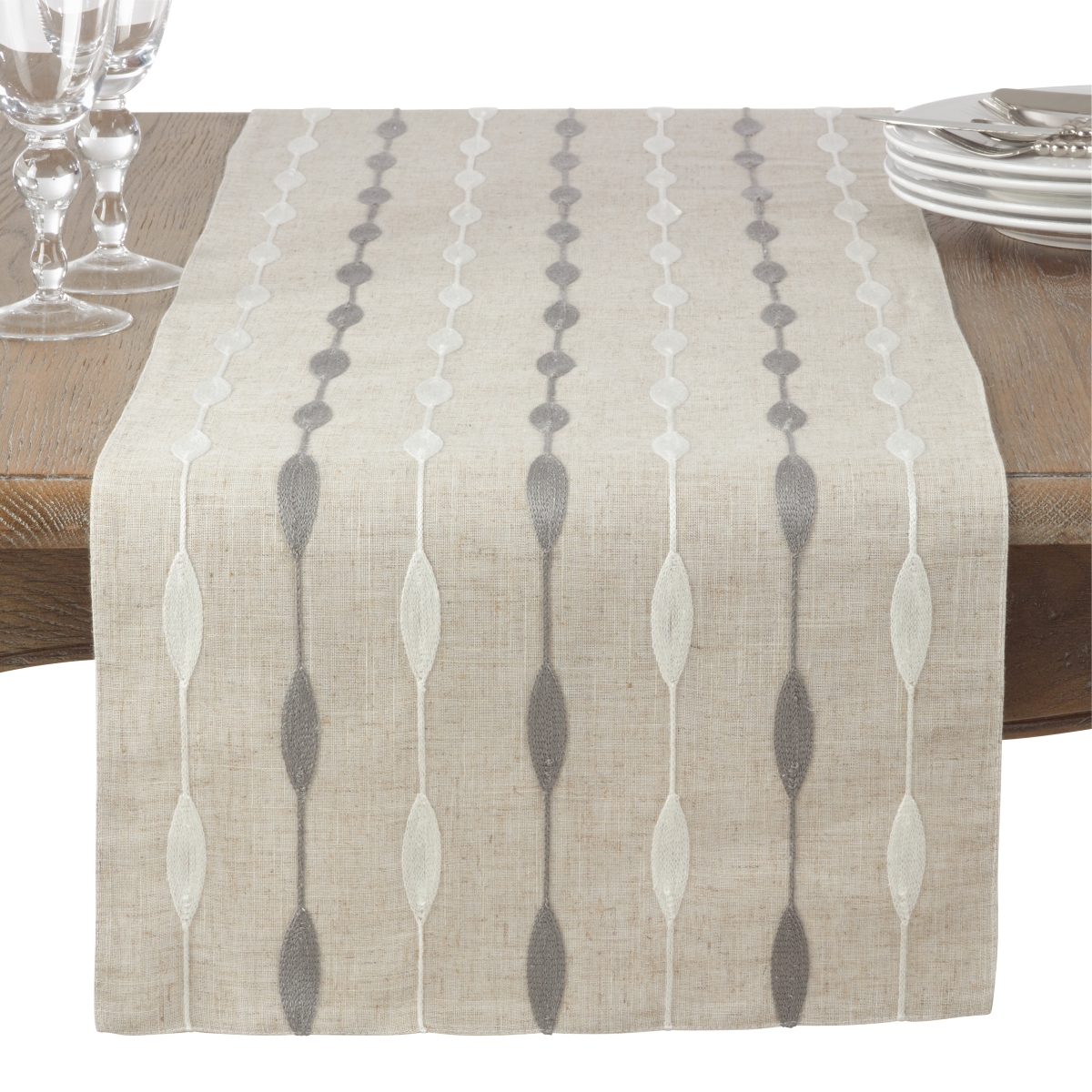 Picture of Saro Lifestyle 2293.N1654B 16 x 54 in. Modern Embroidered Design Table Runner&#44; Natural