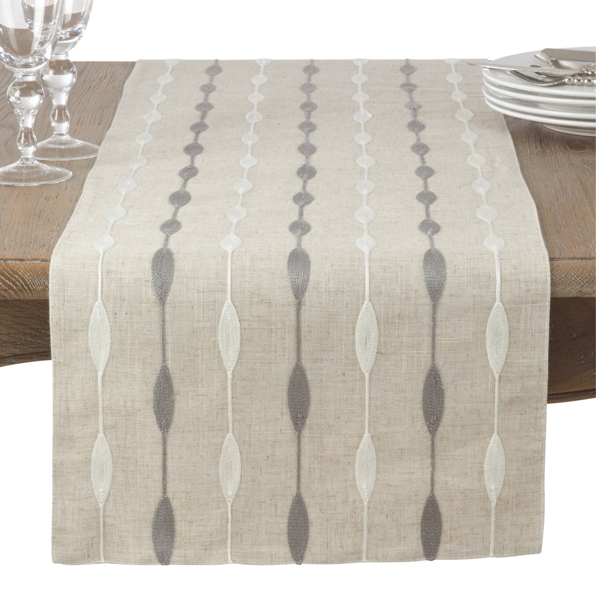 Picture of Saro Lifestyle 2293.N1690B 16 x 90 in. Modern Embroidered Design Table Runner, Natural
